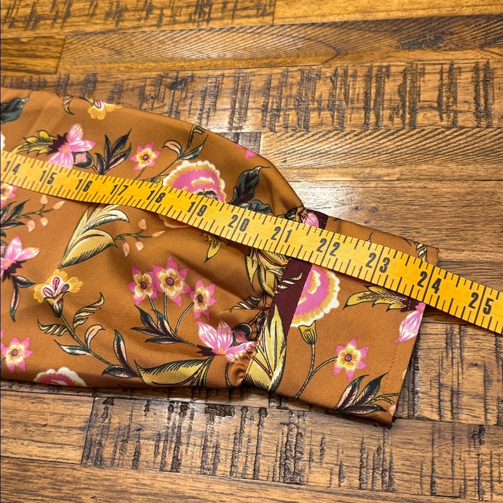 LOFT Floral Blouse Mustard Burgundy Long Sleeves Women's Small - Picture 14 of 14